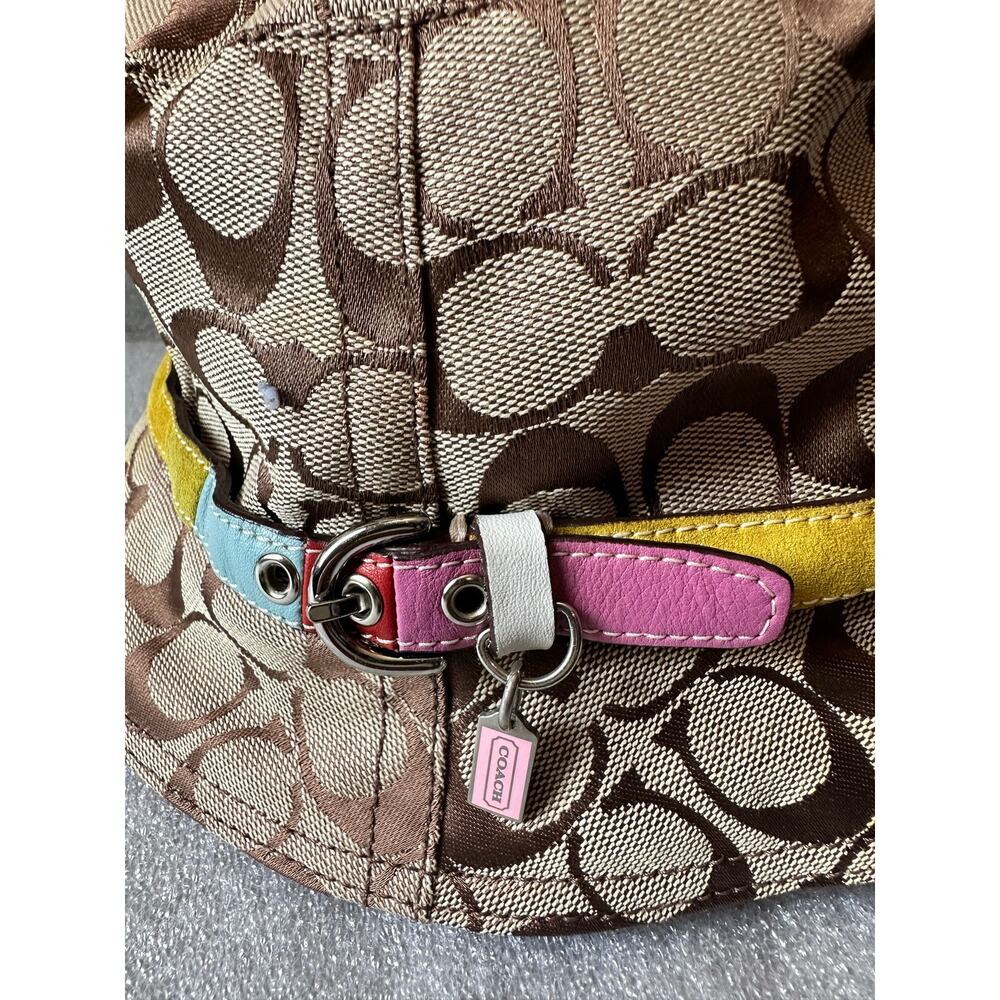 Coach Y2K Signature C Bucket Hat Khaki Patchwork Belt Pink S/D Spring 2004 Rare - Picture 3 of 8